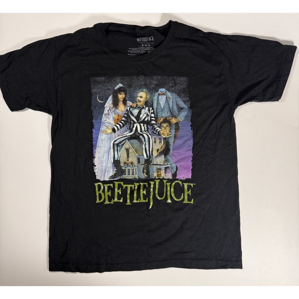 Beetlejuice Graphic T Shirt Black Movie Tee Men's Size M
